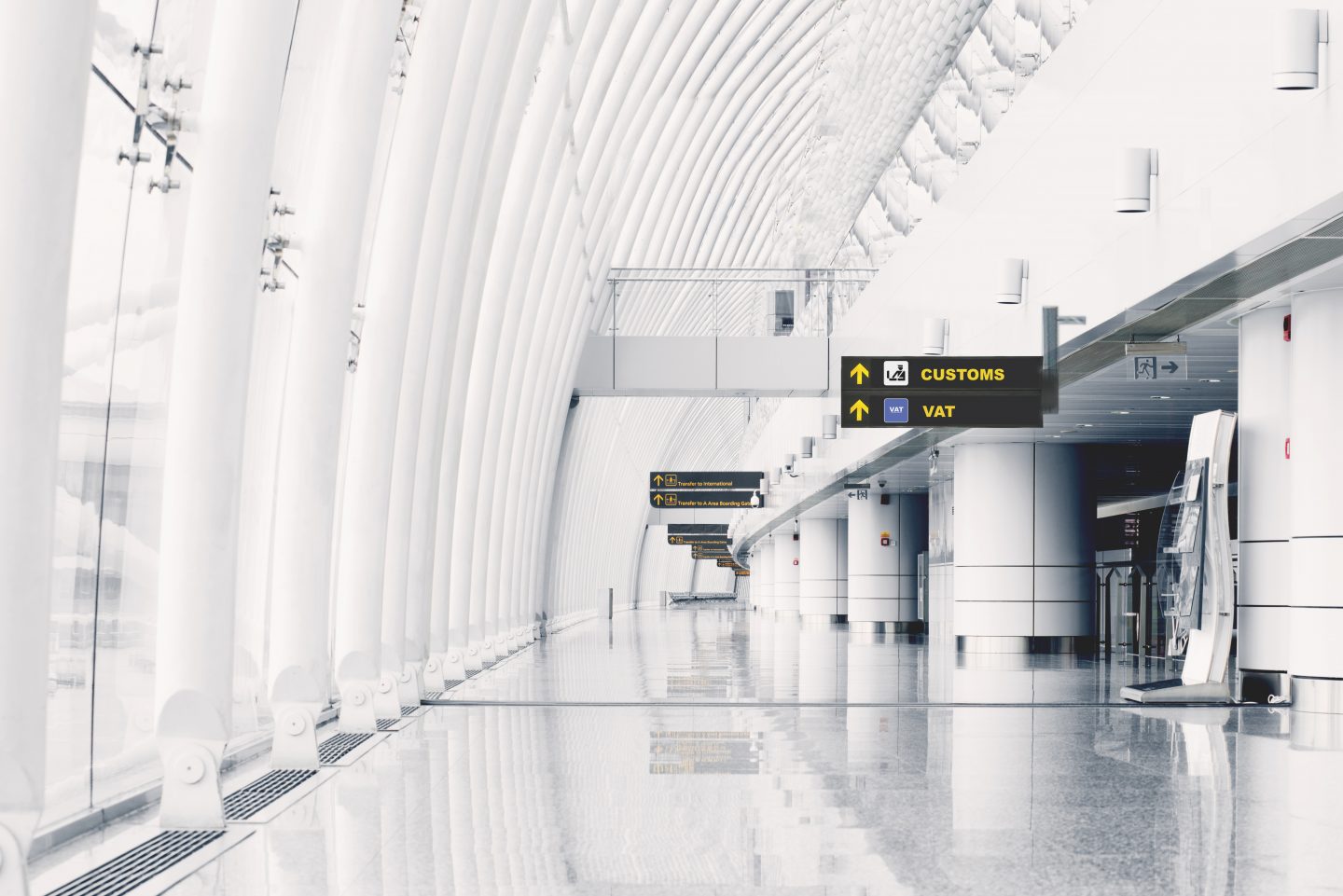 White hall at airport – modern architecture