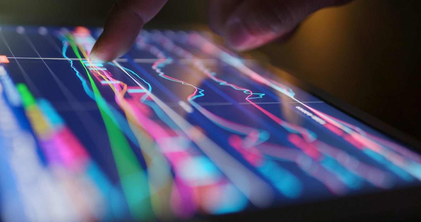 Stock market data on tablet